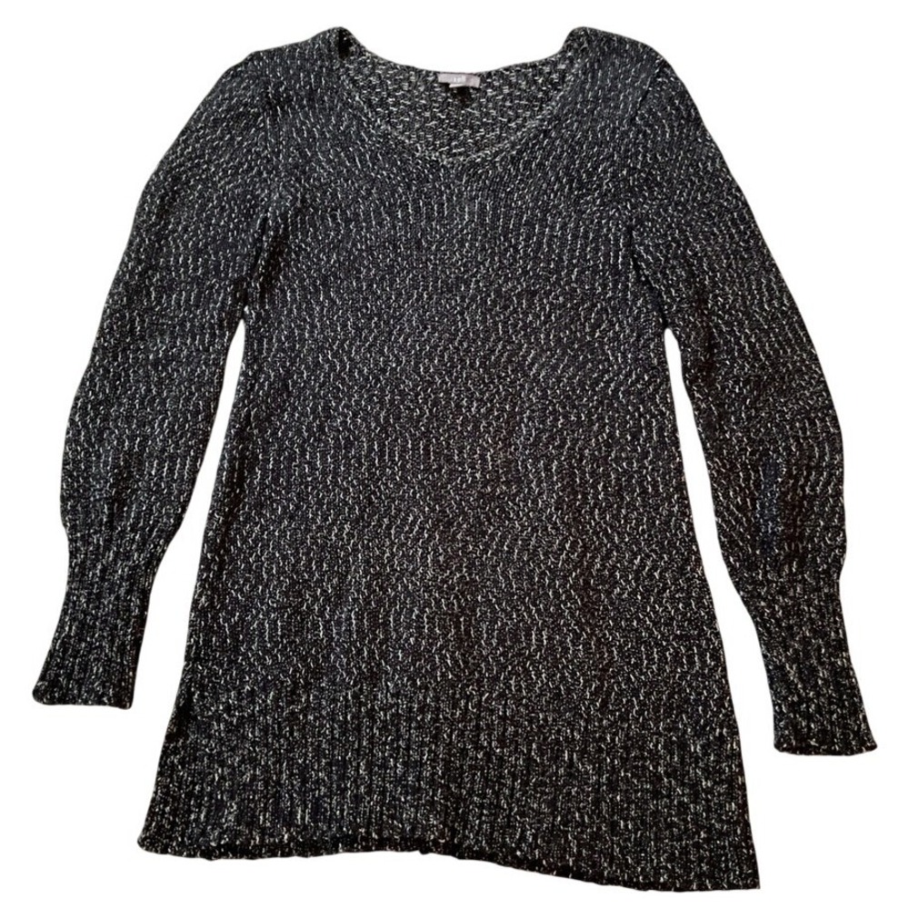 JJill womens‎ silver metallic textured knit tunic sweater xs